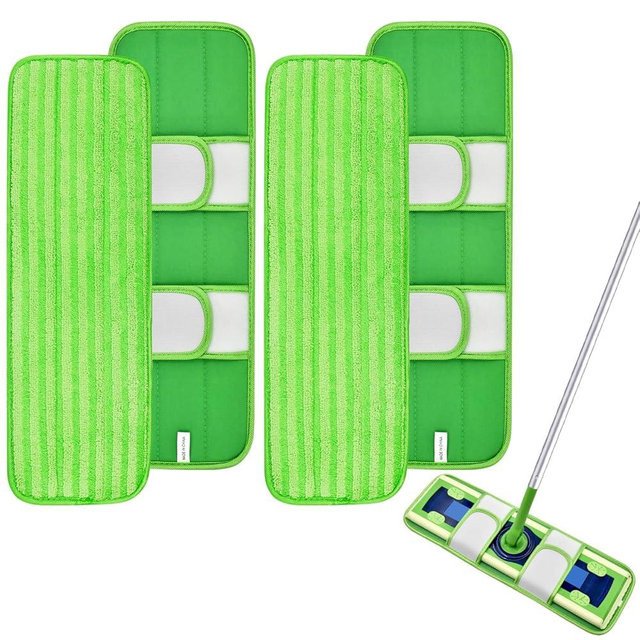 4 Pack Microfiber Mop Pads for Swiffer XL Mops Reusable Wet and Dry Mopping Cloths Compatible with Swiffer Sweeper XL,Washable XL Mop Refill Replacement for All Hardwood Dry & Wet Cleaning (Strip Pad)