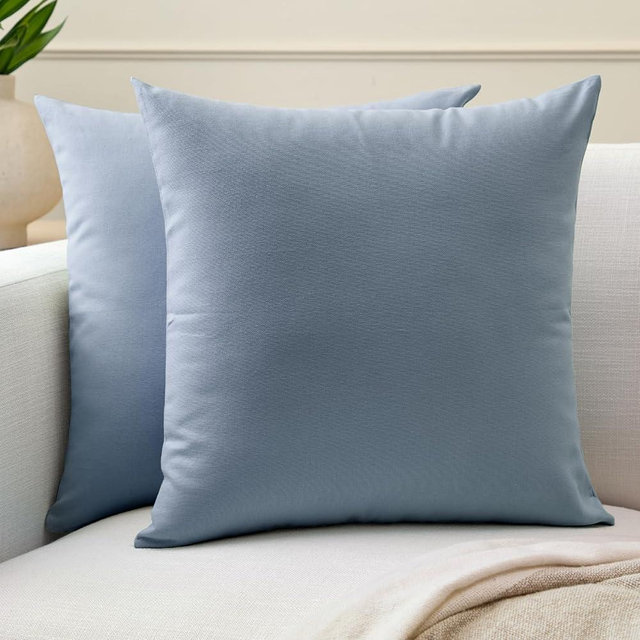 Encasa XO Throw Pillow Covers 16x16 in Set of 2 B Grey | No Inserts | Cotton Pillow Covers for Living Room, Bed, Sofa, Couch | Decorative Cushion Covers with Improved Zipper