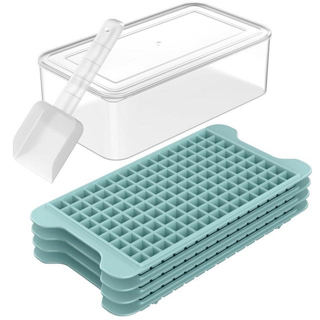 Mini Ice Cube Tray for Freezer: FDDBI Small Ice Trays for Freezer with Bin - 117×4PCS Easy Release Nugget Ice Tray - Crushed Ice Tray with Container