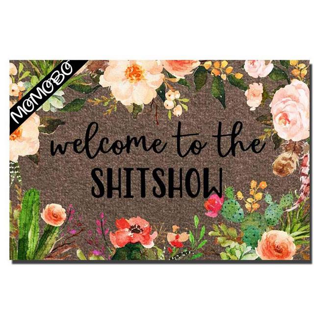 Funny Doormat Custom Indoor Doormat -Welcome to The Shitshow Home and Office Decorative Entry Rug Garden/Kitchen/Bedroom Mat Non-Slip Rubber 23.6 x15.7 Inch