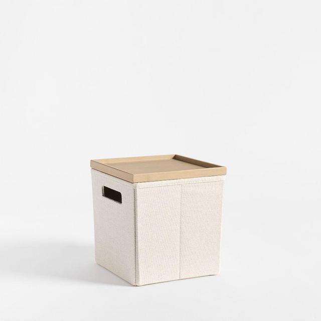 Linen Storage Basket, Square Lidded Utility