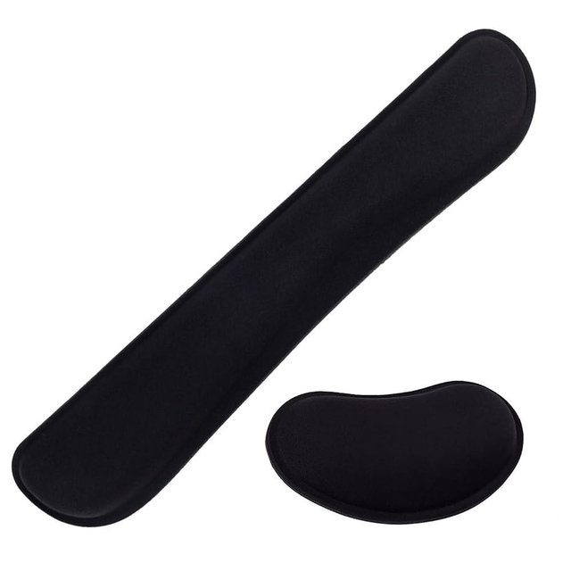 MXCOIRTP Keyboard Wrist Rest Pad, Ergonomic Memory Foam Set Wrist Cushion Support for Easy Typing & Pain Relief, Mouse Wrist Pad, Anti-Slip Wrist Support for Gaming, Computer, Laptop, Office -Black