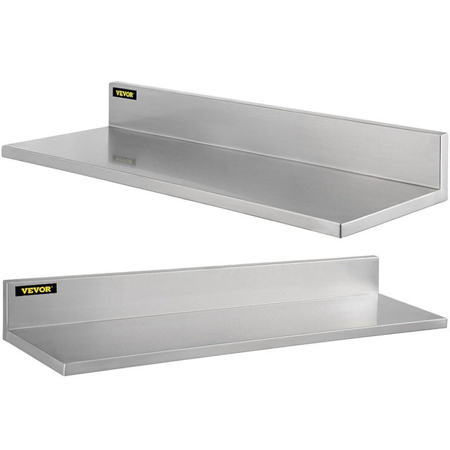 VEVOR Stainless Steel Wall Shelf Max Load Capacity 44 lbs, Shelf for Wall Mount with Stand for Kitchen Living Room Garage Workshop Home and Commercial Use