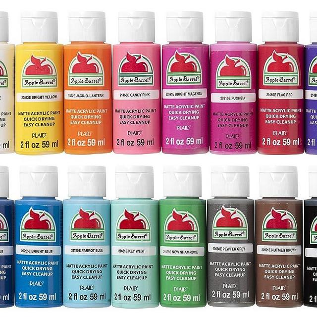 Apple Barrel Acrylic Paint Set (2-Ounce), Best Colors Count, 32 Fl Oz (Pack of 16)