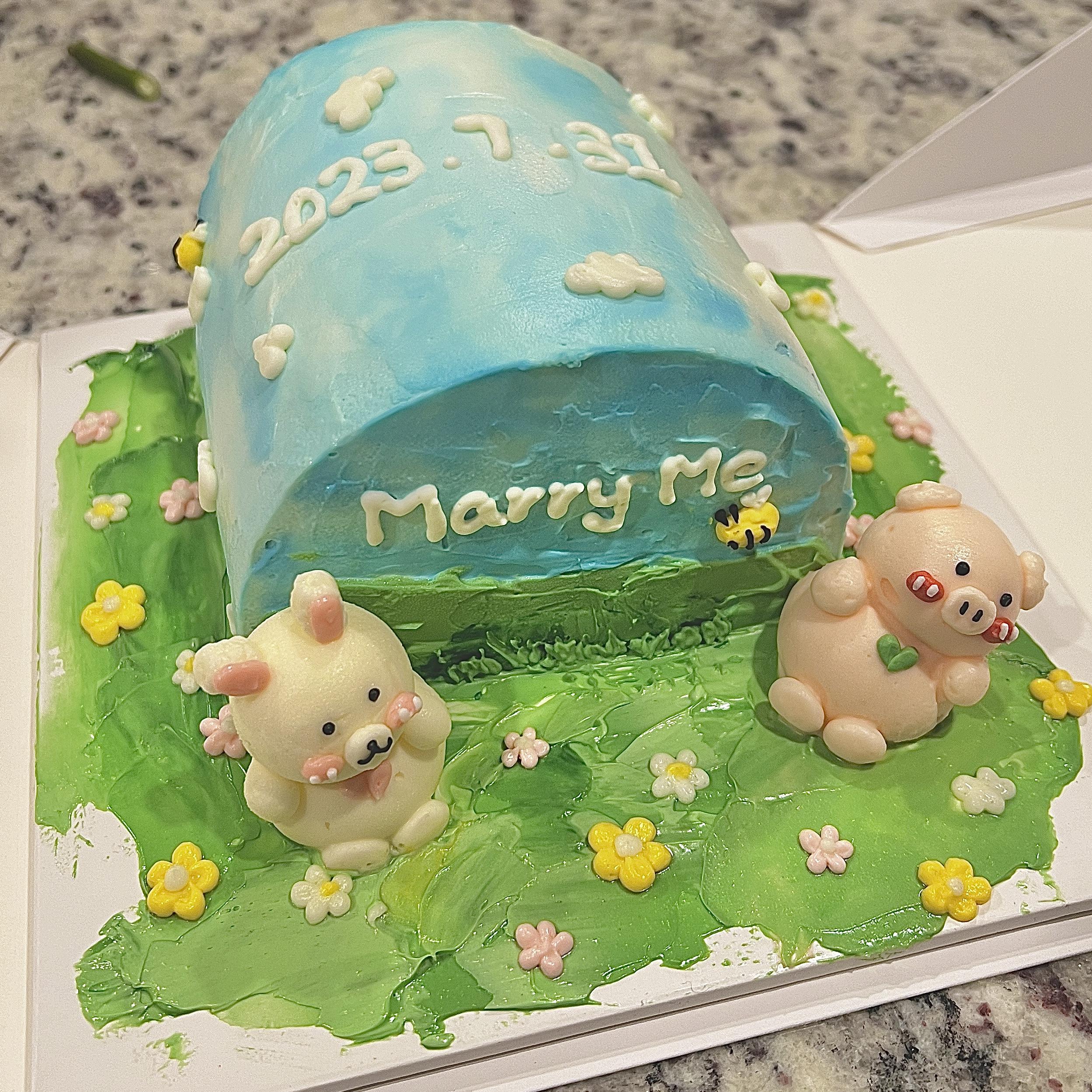 A very cute engagement cake by Winnie! p.s. I'm the bunny