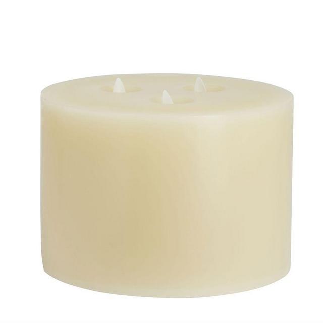 Premium Flicker Flameless Triple Wick Wax Candle, Ivory - 7.75 x 5.25