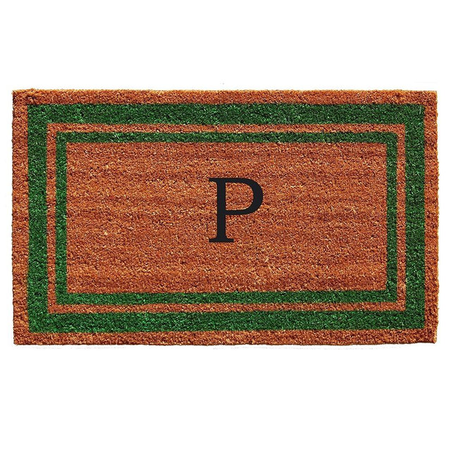 Calloway Mills Green Border 24" x 36" Monogram Doormat (Letter P)