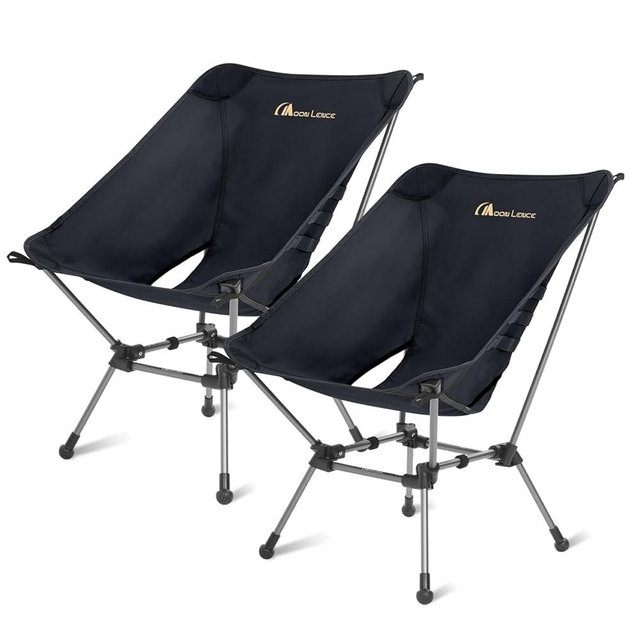 MOON LENCE Portable Camping Chair Plus, Upgraded Comfort & Size, Compact and Lightweight Still, Folding Chair for Backpacking & Hiking, 330Lbs Capacity (Black 2 Pack)