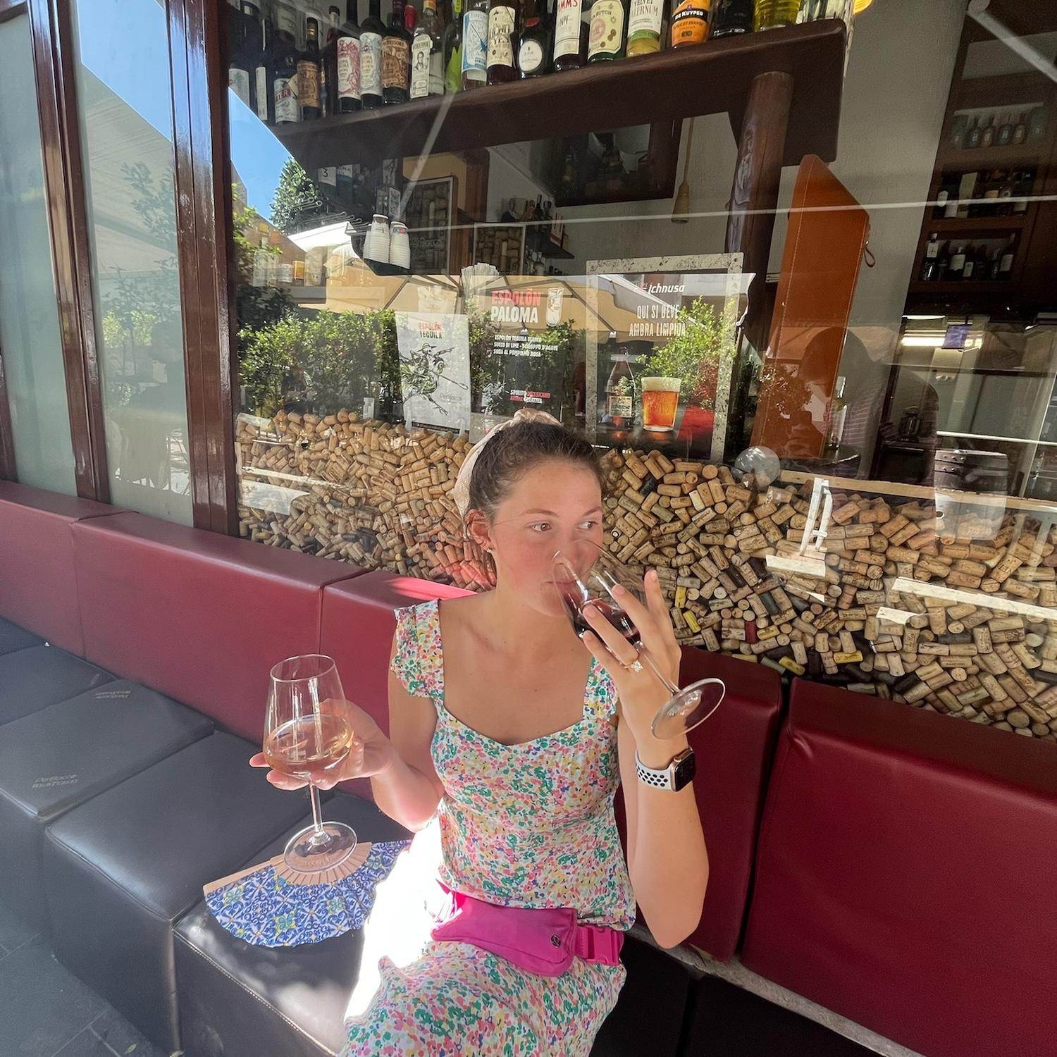 Wine tasting in Messina, Italy. We were the only people at this bar. Our bartender became our personal wine selector, letting us try almost everything on the menu.