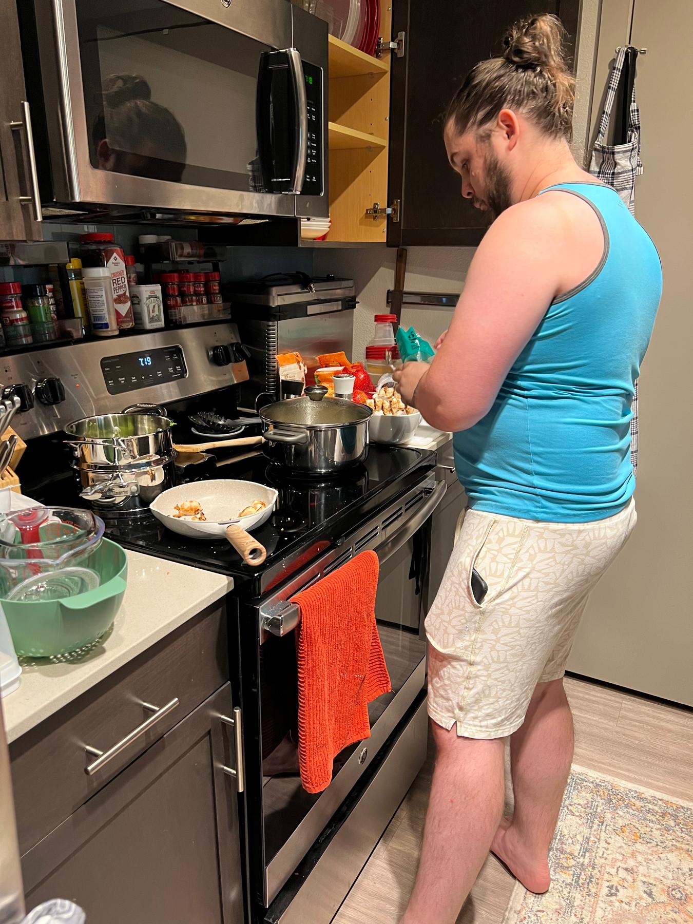 Brad making dinner for me!