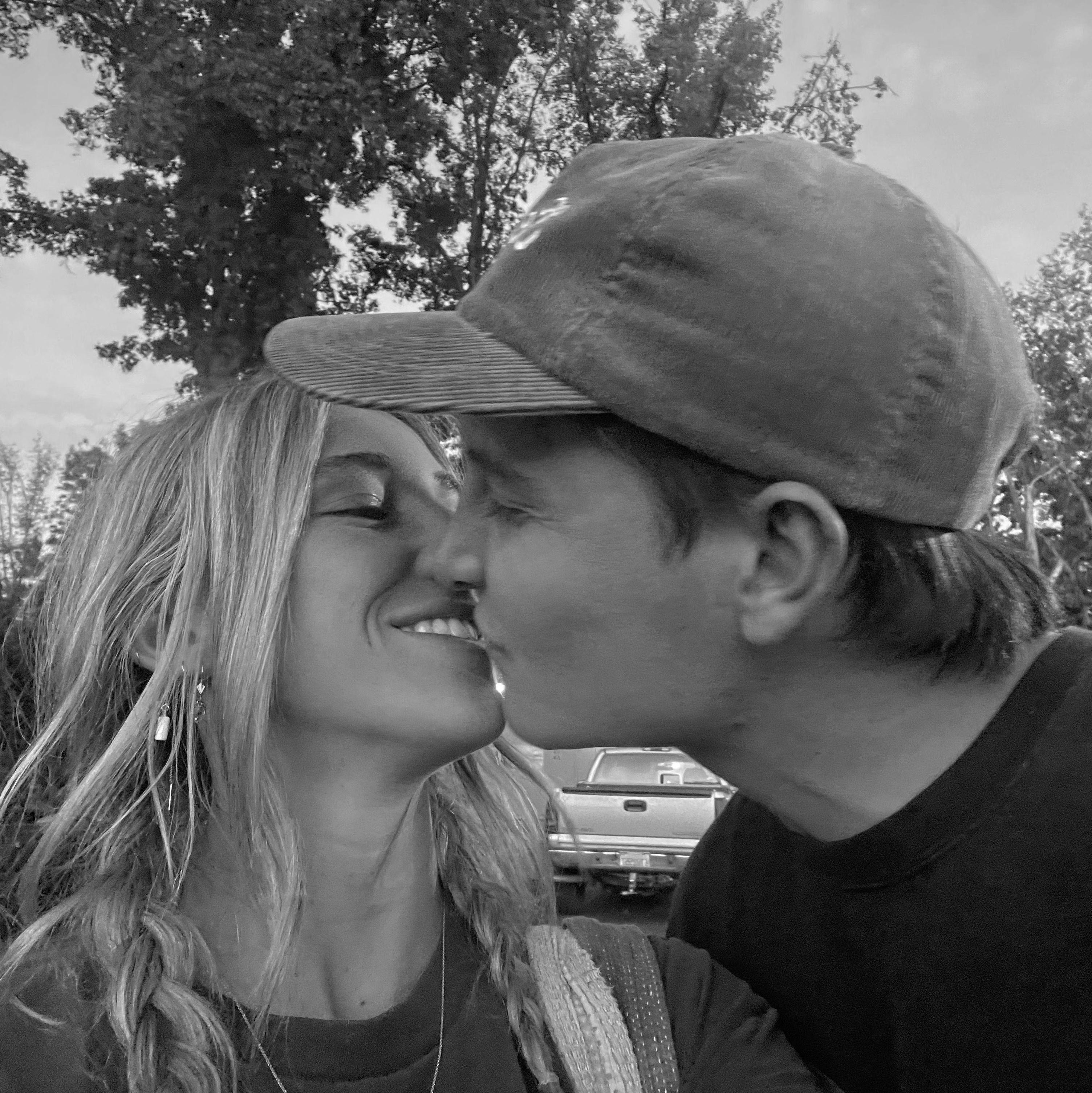 Brandon gets a "feel better" kiss after losing to his girlfriend in a bowling match.