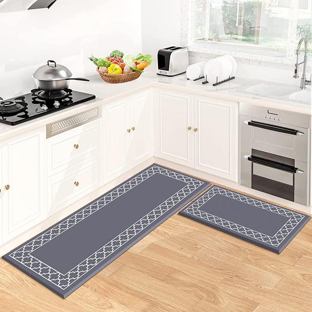 LuxStep Kitchen Mat [2 PCS] Anti-Fatigue Kitchen Rug,Non Slip Kitchen Rugs and Mats Waterproof Memory Foam Kitchen Rug, Standing Desk Mat Floor Mats for House,Sink,Office,Kitchen