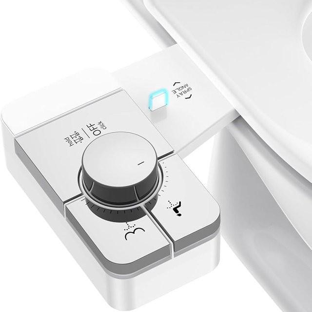 Upgrade Bidet Attachment for Toilet Seat, Adjustable Angle Dual Nozzle, Self-Cleaning, Non-Electric Bidet Attachment for Rear & Feminine Wash, Controllable Fresh Cold Water Pressure (Chrome)