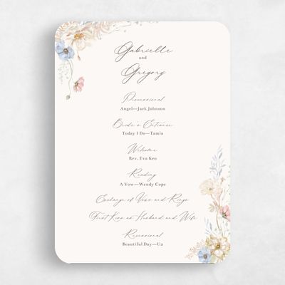 Beige Rounded Wedding Program - Almada