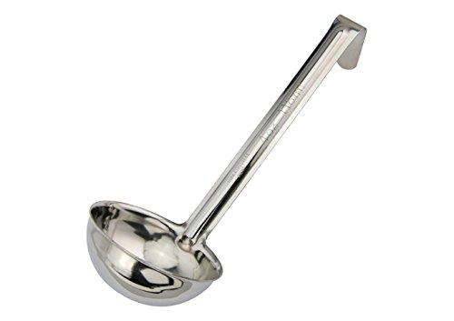 Winco LDI-40SH, 4 Oz Stainless Steel Soup Ladle with 6-Inch Handle, One Piece Sauce Portioner, Solid Serving Spoon, NSF