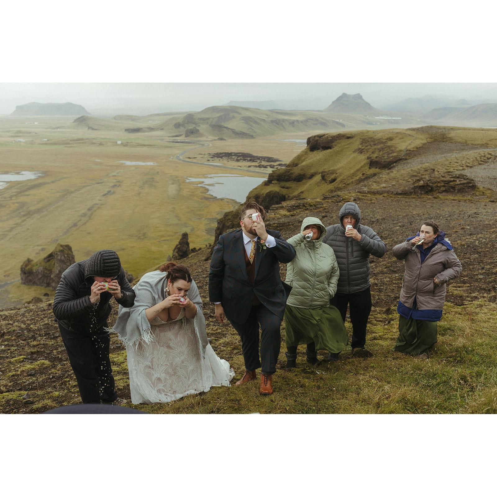 Shot gunning beers at the end of the ceremony