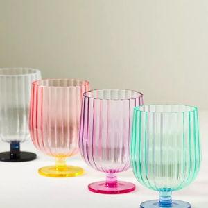 Raquel Scallop Acrylic Goblet Wine Glasses, Set of 4