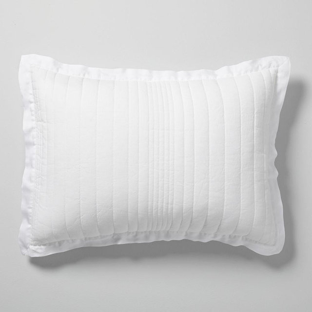 European Linen Linework Standard Sham, White