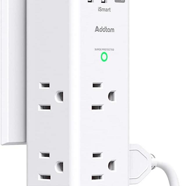 Surge Protector - Outlet Extender with Rotating Plug, Multi Plug Outlets with 6 AC 3 USB Ports (1 USB C) , 3-Sided Power Strip with Wall Adapter Charger for Home Travel Office, ETL Listed (1800J)