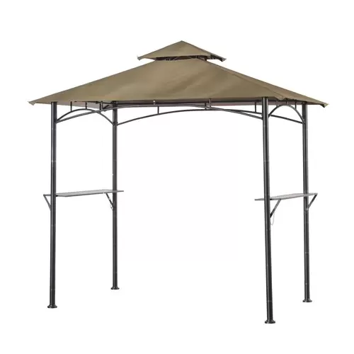 Sunjoy Black Steel Rectangle Grill Gazebo (Exterior: 8-ft x 5-ft; Foundation: 5-ft x 8-ft)