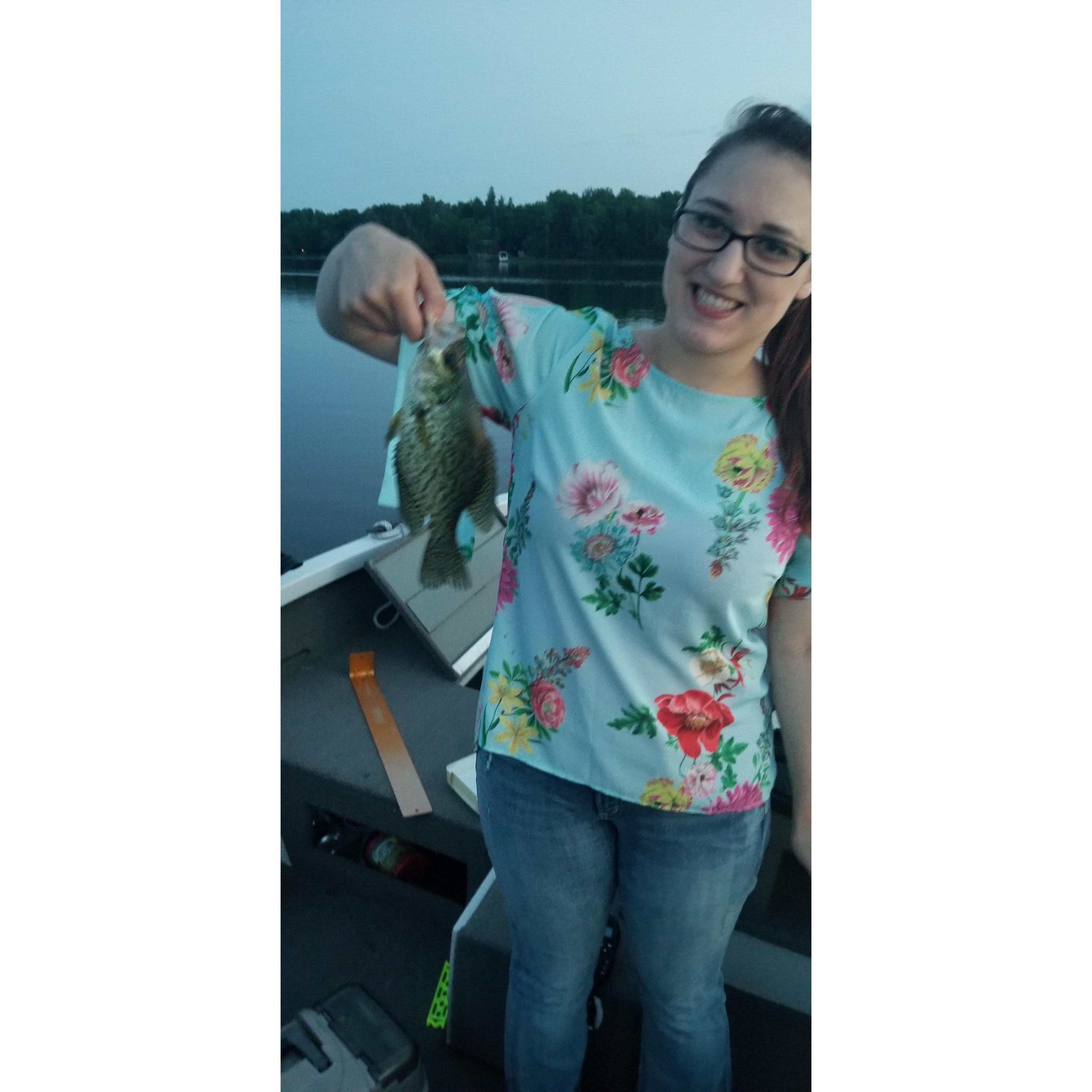 Catching fish at Alex's family cabin...