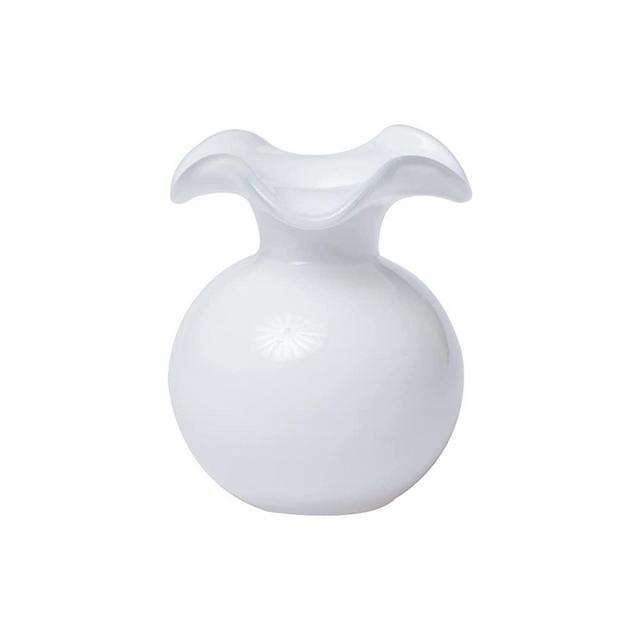 Vietri Italian Hibiscus Mouthblown Glassware Vase Collection (Bud, White)