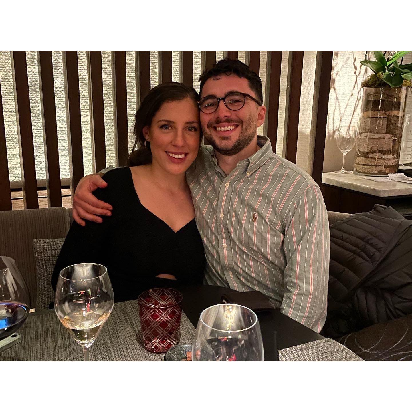 Post-proposal dinner celebration, February 2022