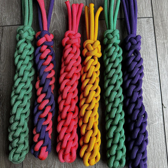Super tough dog toy 16inches long,3/8 inch American made paracord durable, strong, rot, UV and chew resistant, multiple colors available