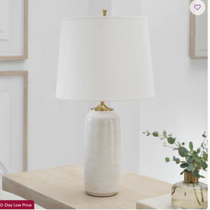 Thomas O'Brien Cato 1 Light Bedroom Home Office Living Room Lamp In Mix Brown Finish With Linen Shade - White