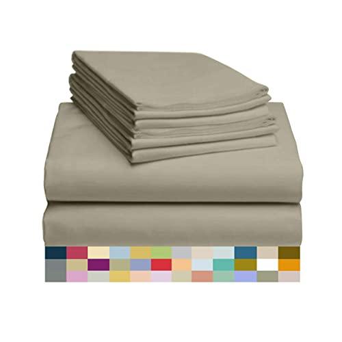 LuxClub 6 PC Sheet Set Bamboo Sheets Deep Pockets 18" Eco Friendly Wrinkle Free Sheets Hypoallergenic Anti-Bacteria Machine Washable Hotel Bedding Silky Soft - Light Taupe Full