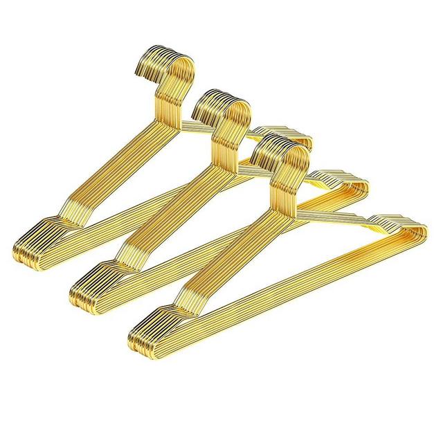 SPECILITE Metal Hangers 30 Pack Heavy Duty, Strong Wire Clothes Hangers with Notches, Space Saving Hangers Bulk for Standard Size Coats, Shirts, Suits, Pants, Shiny Gold