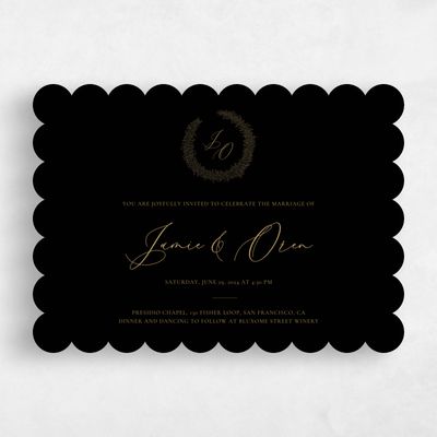 Black Scalloped Wedding Invitation - Mathias Landscape