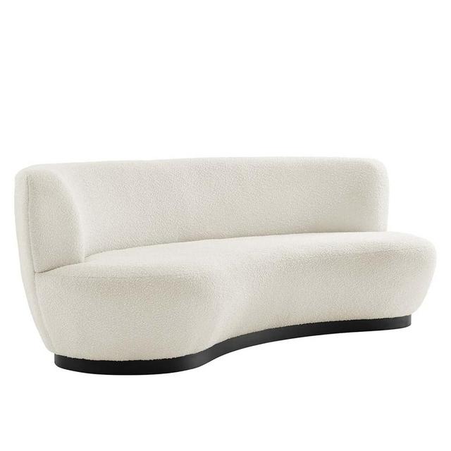 Modway Kindred Boucle Upholstered Curved Sofa with Black Base in Ivory