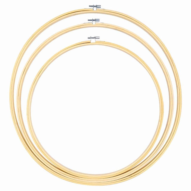 Caydo 3 Pieces 14/16/18Inch Large Round Embroidery Hoops Kit, Cross Stitch Hoop Ring for Art Craft Handy Sewing, Wedding Wreath, Dream Catch, and Wall Hanging Decoration