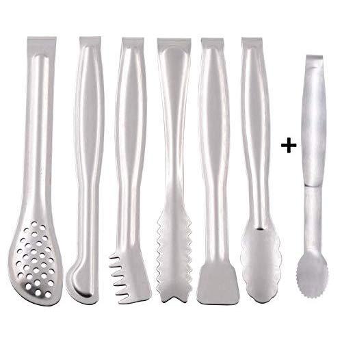 HINMAY Small Serving Tongs Set 6-Inch Appetizer Tongs Stainless Steel Mini Tongs, Set of 6