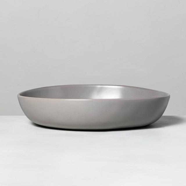 Shallow Stoneware Serve Bowl Matte Gray - Hearth & Hand™ with Magnolia