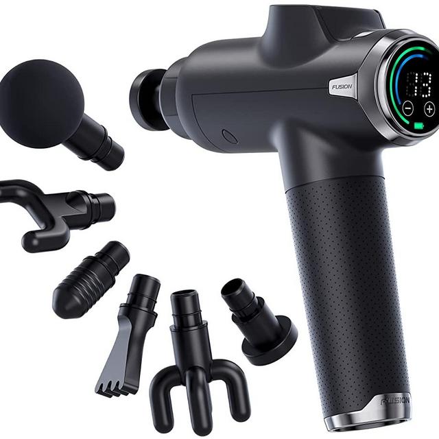 Fusion Black Pro Muscle Massage Gun Deep Tissue Percussion Muscle Massager Gun for Athletes Pain Relief Therapy and Relaxation, Percussive Chiropractor Massager, Body Massager