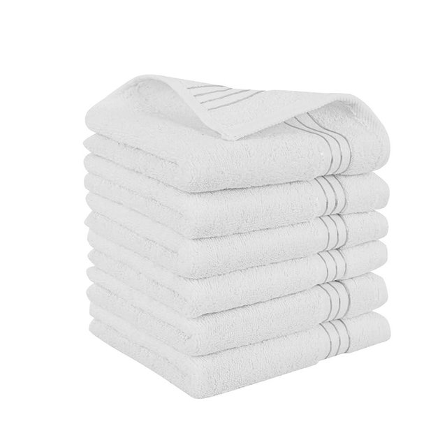 Elegant Comfort Premium Turkish Cotton 6 Pack Washcloths Set - 13 x 13 inch, Luxurious Hotel Spa Quality 100% Turkish Cotton 6PC Washcloth Set - Highly Absorbent - Soft Bathroom Towels, White/Gray