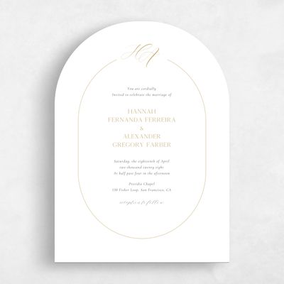White Arch Wedding Invitation - Brixen Portrait