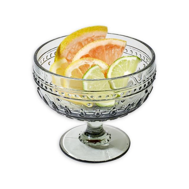 Euro Ceramica Fez Footed Compote Glasses in Grey (Set of 4)