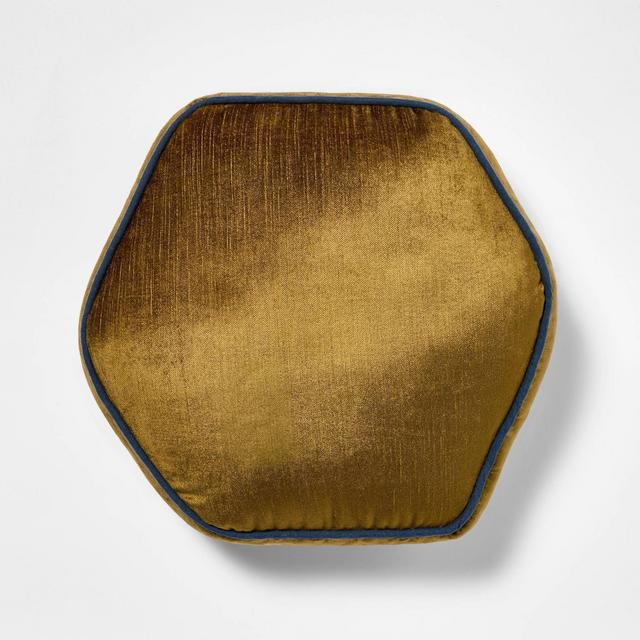 16" Textured Velvet Hexagon Throw Pillow Olive - Threshold™ designed with Studio McGee
