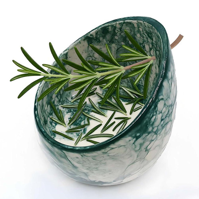 Pottery Herb Stripper Bowl Handmade Green Glazed Ceramic Kitchen Gadget with Four Sizes Holes for Rosemary Parsley Basil Kale Detach Leaves from Stem