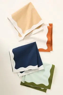 Ruby Scallop-Border Napkins, Set of 4