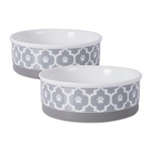 Bone Dry DII Lattice Ceramic Pet Bowl For Food & Water, With Non-Skid Silicone Rim for Dogs and Cats