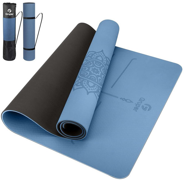 Yoga Mat Non Slip TPE Extra Wide Yoga Mat with Alignment Mark, 72"L x 32"W x 0.32"/0.24"Th (183cm x 80cm x 8mm/6mm), Anti-Tear Exercise Mat with Carrying Strap and Bag, Workout Mats for Yoga, Pilates