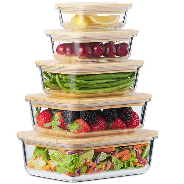 Tall Food Storage Container with Bamboo Lid, 57.5oz, Sold by at Home