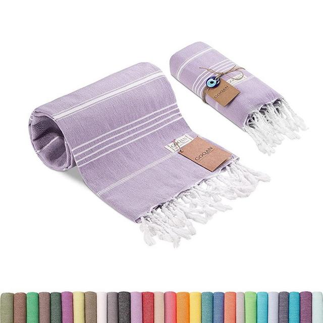 Realgrandbazaar Lucky Turkish Towels Beach Towels %100 Cotton - Pre Washed, No-Shrink, Quick Dry, Soft 39x71' Large Peshtemal, Turkish Towel, Set can be Made - Goqan by realgrandbazaar (Lilac)