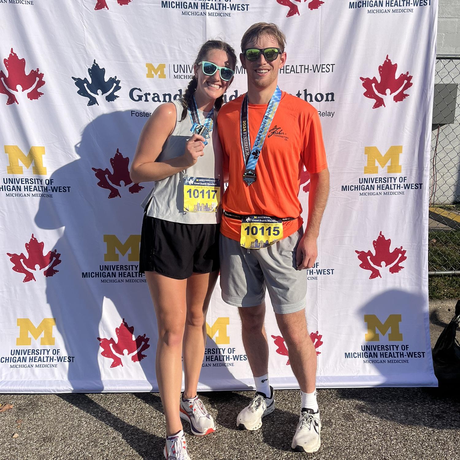 October 2024: We run the GR Half Marathon. James pulls Emily through to her PR!