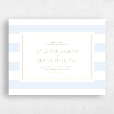 Blue Typography Wedding Save the Date - Cancun Landscape