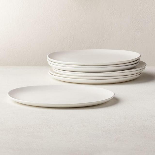 Crisp Matte White Dinner Plates Set of 8